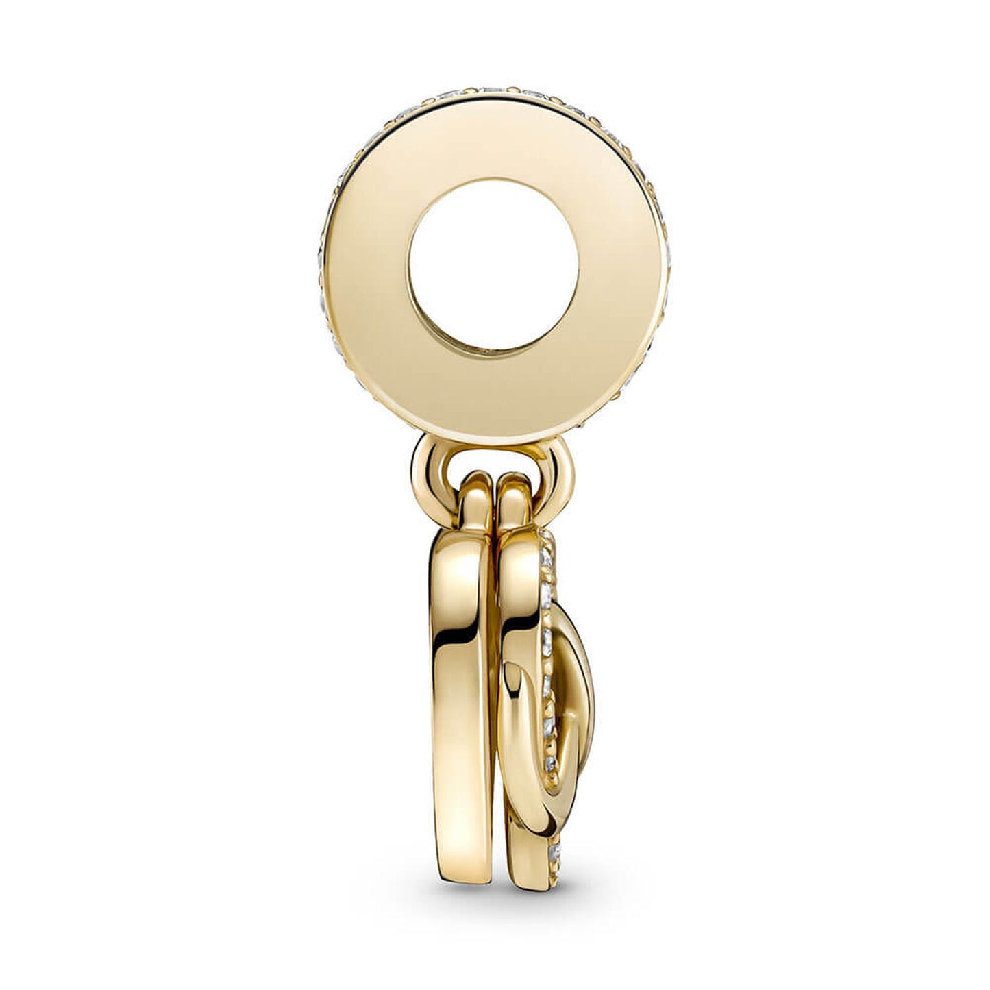 Sparkling Infinity Heart Double Dangle Charm - Gold