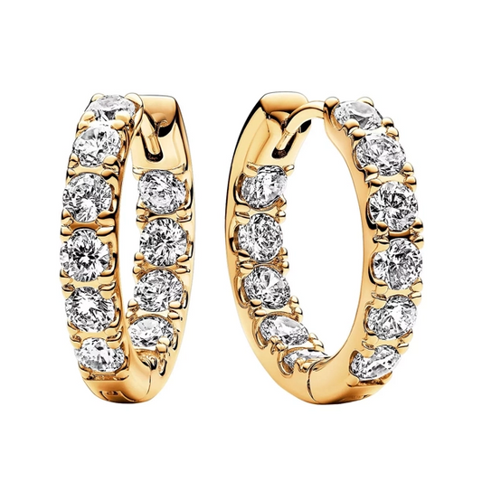 Sparkling Huggie Hoop Earrings - Gold