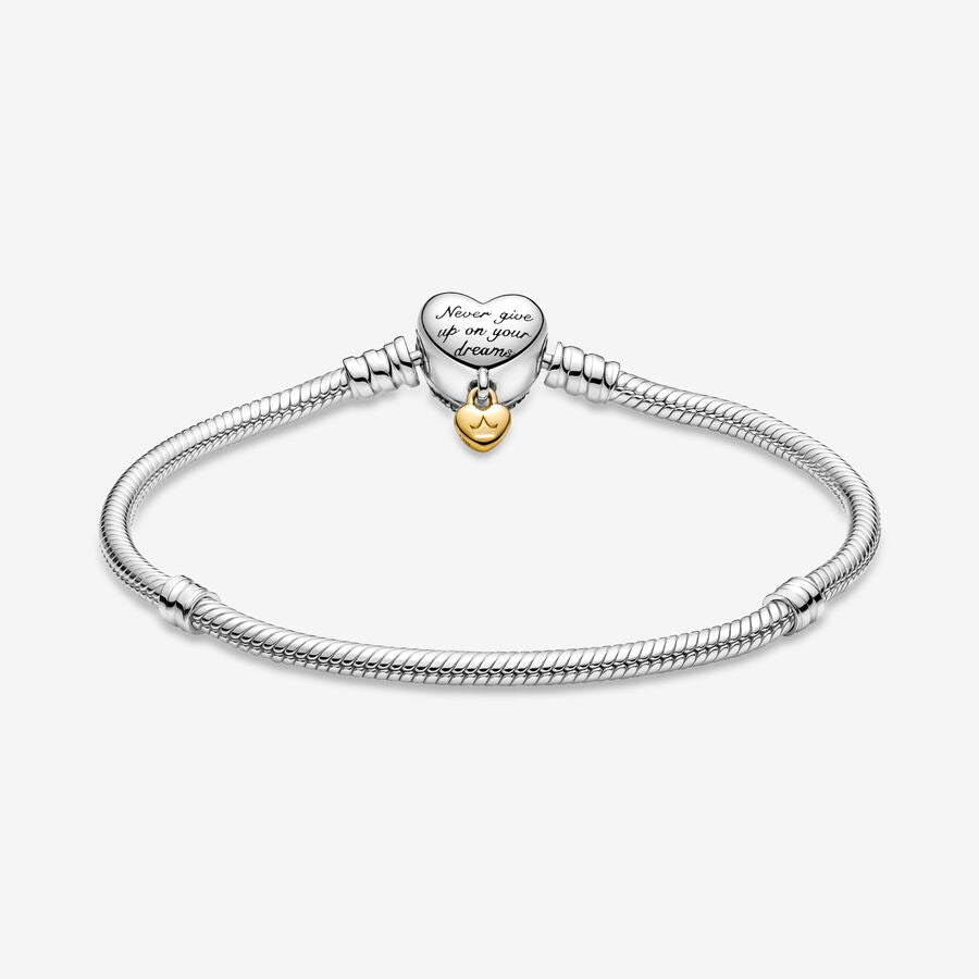 Disney Heart Clasp With Dangle Clasp Snake Chain Bracelet