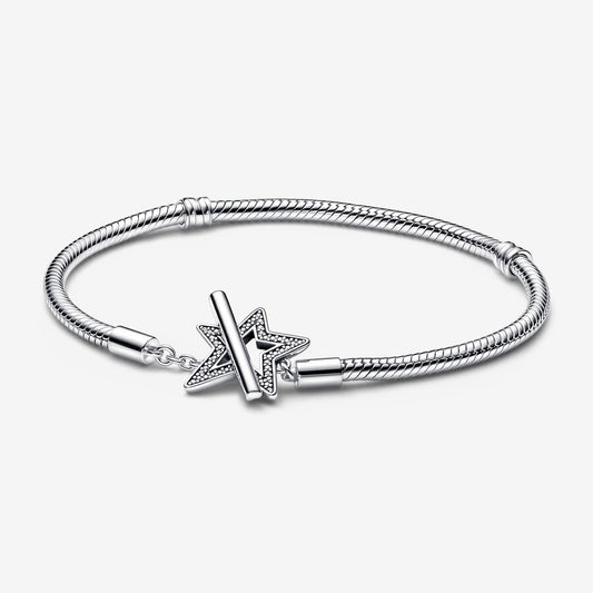 Asymmetric Star T-Bar Snake Chain Bracelet