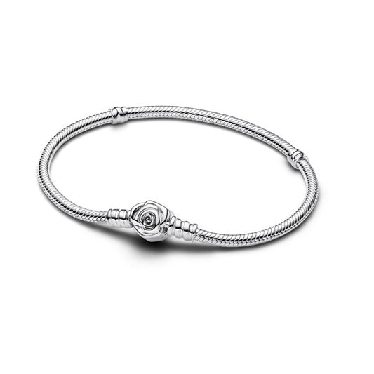 Rose in Bloom Clasp Snake Chain Bracelet