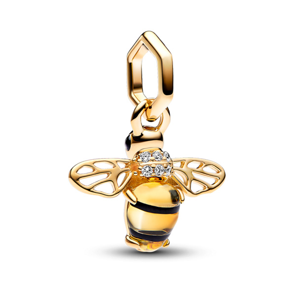 Sparkling Bee Dangle Charm - Gold