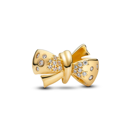 Sparkling Bow Charm - Gold Plated