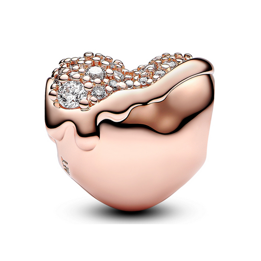 Sparkling Melting Heart Charm - Rose