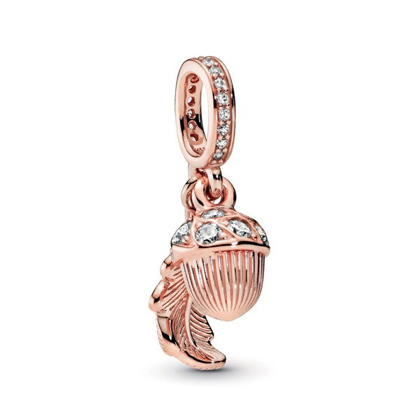 Rose Acorn & Leaf Double Dangle Charm