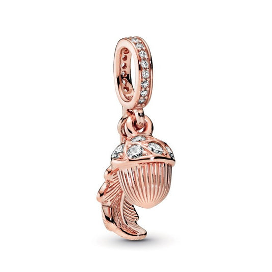 Rose Acorn & Leaf Double Dangle Charm