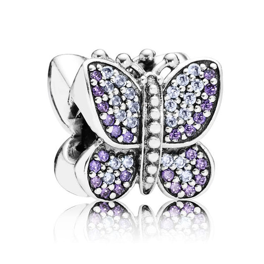 Sparkling Butterfly Charm - Purple