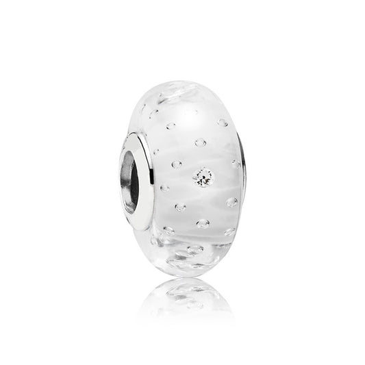 Clear Effervescence Murano Glass Charm