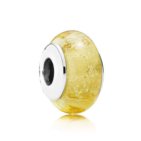 Yelow Glitter Glass Bead Murano