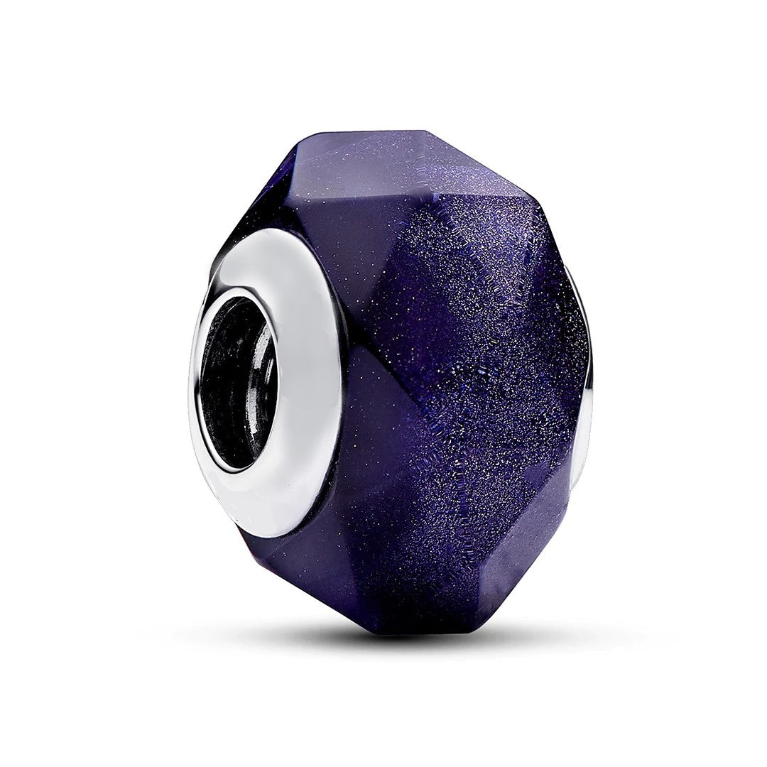 Blue Shimmering Faceted Murano