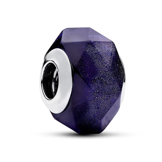 Blue Shimmering Faceted Murano