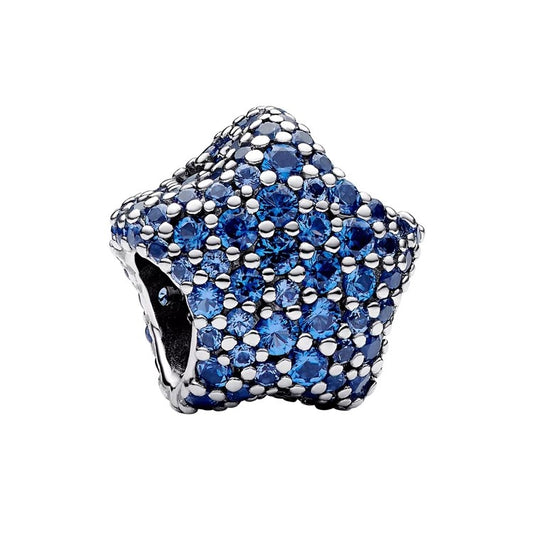 Bold Sparkling Star Bead Charm - Blue