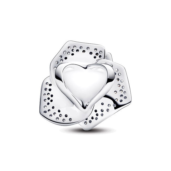 Sparkling Rose In Bloom Oversized Charm