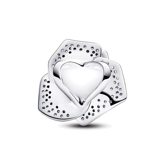 Sparkling Rose In Bloom Oversized Charm