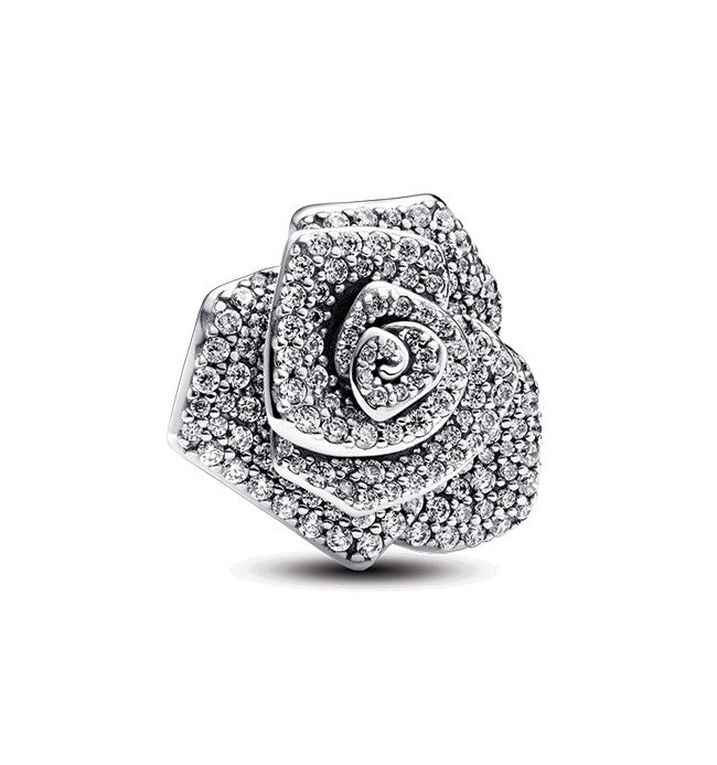 Sparkling Rose In Bloom Oversized Charm