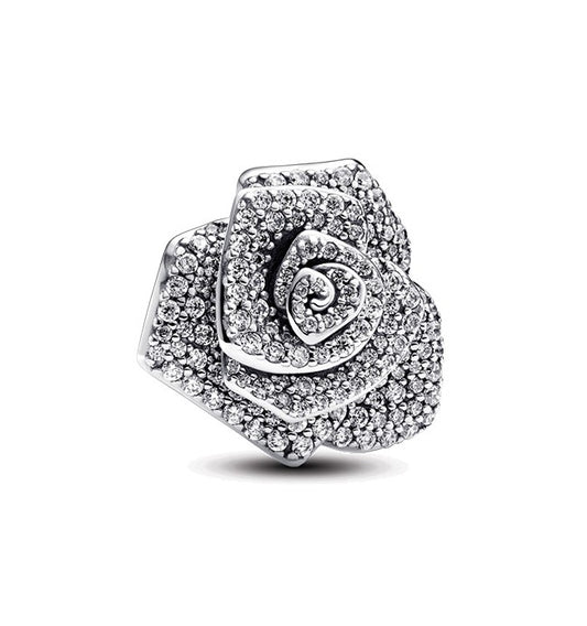 Sparkling Rose In Bloom Oversized Charm