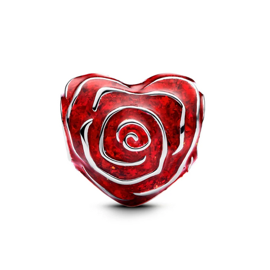 Rose Heart Charm - Red