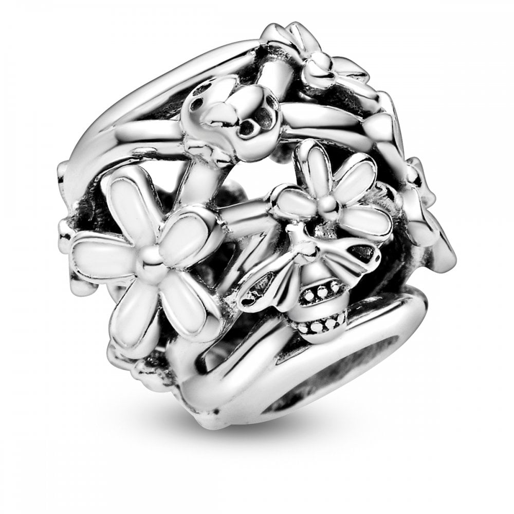 Openwork White Daisy Flower Charm