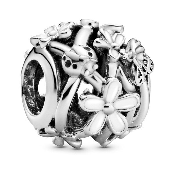 Openwork White Daisy Flower Charm