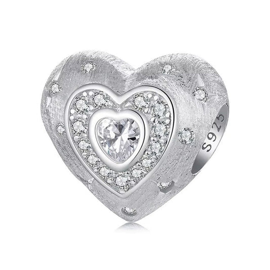 Satin Sparkling Heart Charm