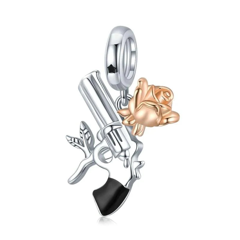 Gun & Rose Dangle Charm