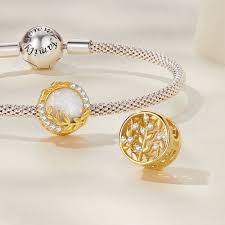 Opal & Leaf Charm - Gold