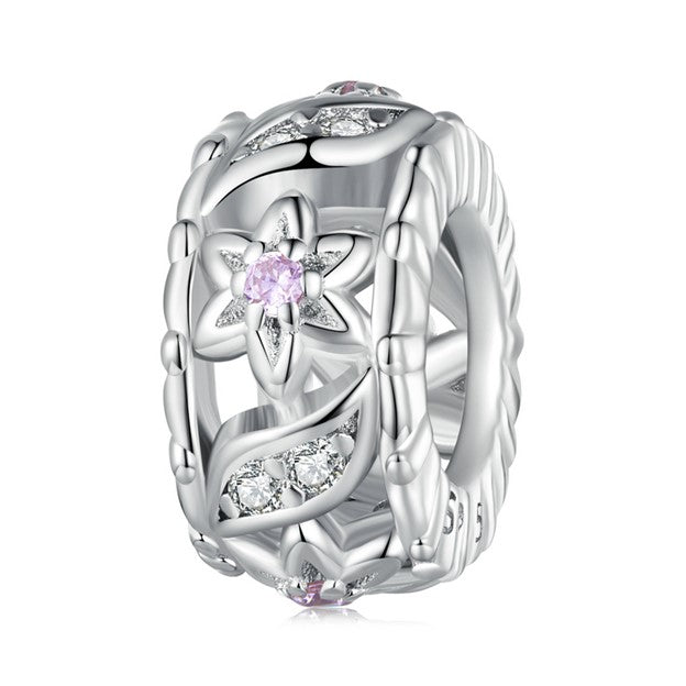 Silver Flowers Spacer Charm