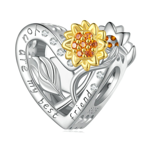 Sunflower Friendship Heart Charm