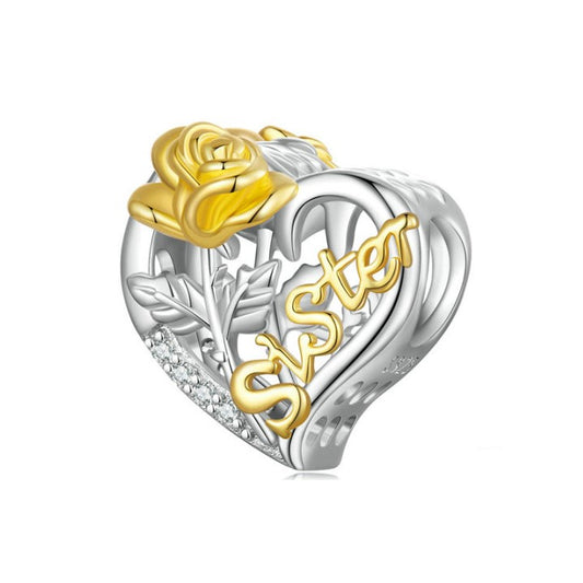 Sister Rose Heart Charm