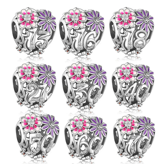 Daisy Heart Birthday Charm