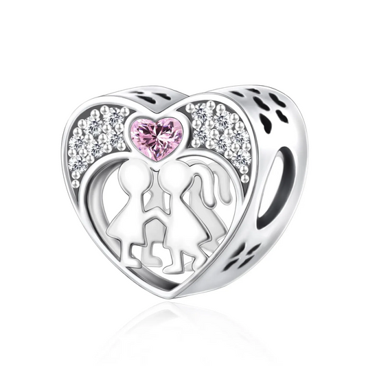 Boy Kissing Girl Heart Charm