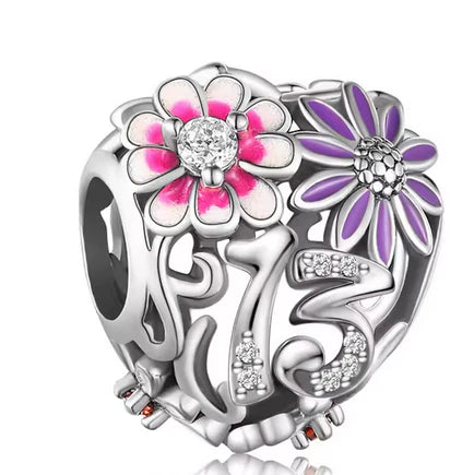 Daisy Heart Birthday Charm