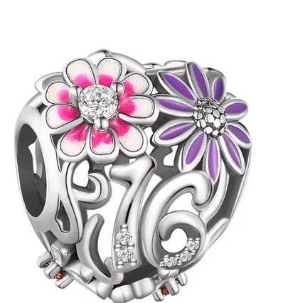 Daisy Heart Birthday Charm