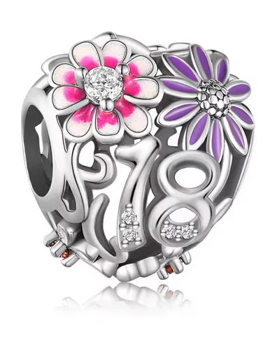 Daisy Heart Birthday Charm