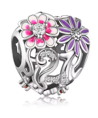 Daisy Heart Birthday Charm
