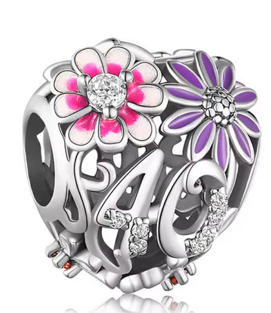 Daisy Heart Birthday Charm