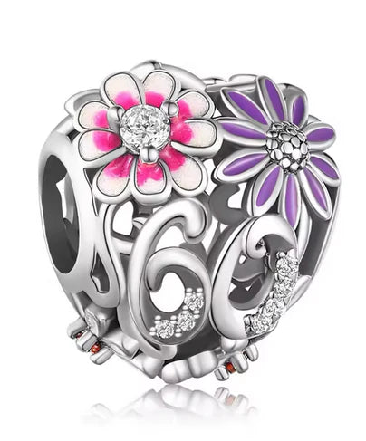 Daisy Heart Birthday Charm