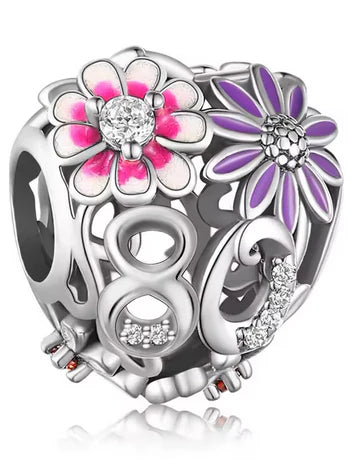 Daisy Heart Birthday Charm
