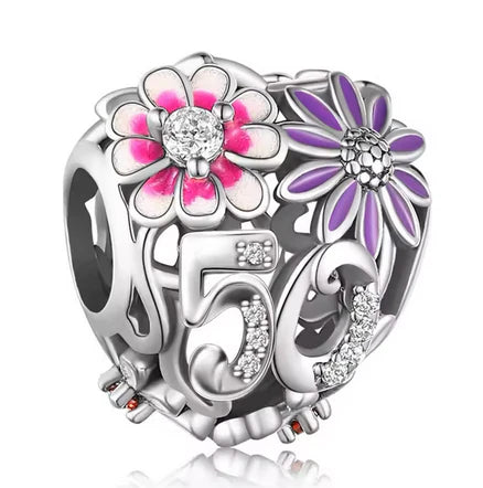 Daisy Heart Birthday Charm