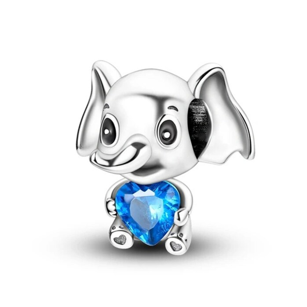 Elephant Embracing Heart Charm