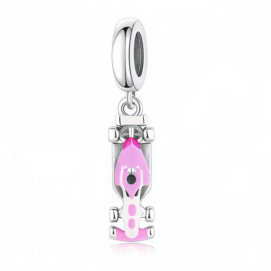 Race Car Dangle Charm - F1 Pink