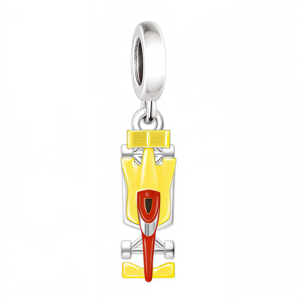 Race Car Dangle Charm - F1 Yellow