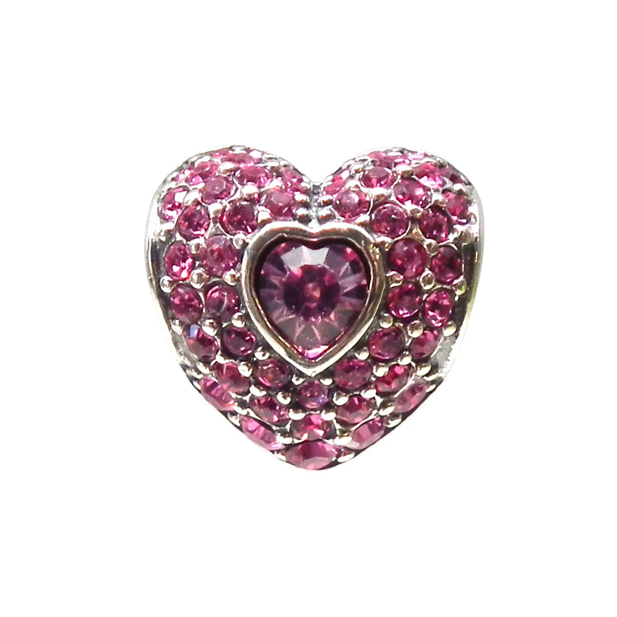 Heart With Pink Stones Charm