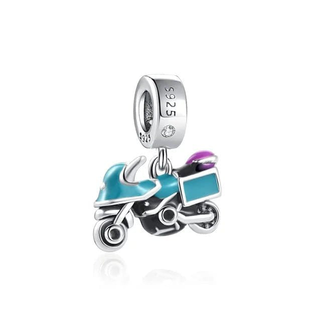 Blue Touring Motorbike Dangle Charm