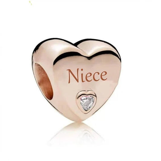 Niece Heart Charm - Rose