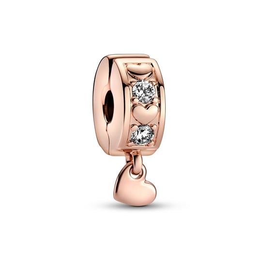 Infinite Hearts Sparkling Dangling Clip Charm - Rose