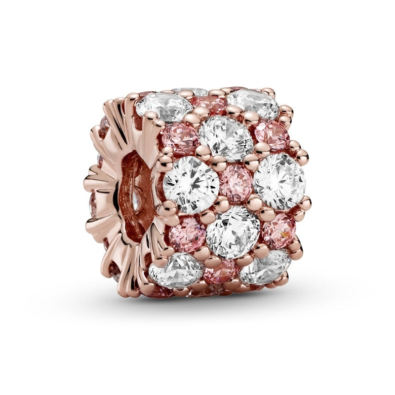 Clear Sparkle Barrel Charm - Rose
