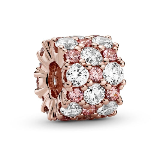 Clear Sparkle Barrel Charm - Rose