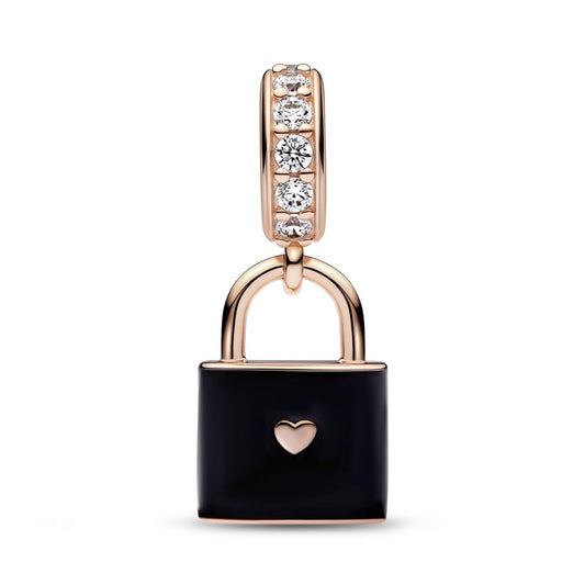 Love Padlock Dangle Charm - Rose
