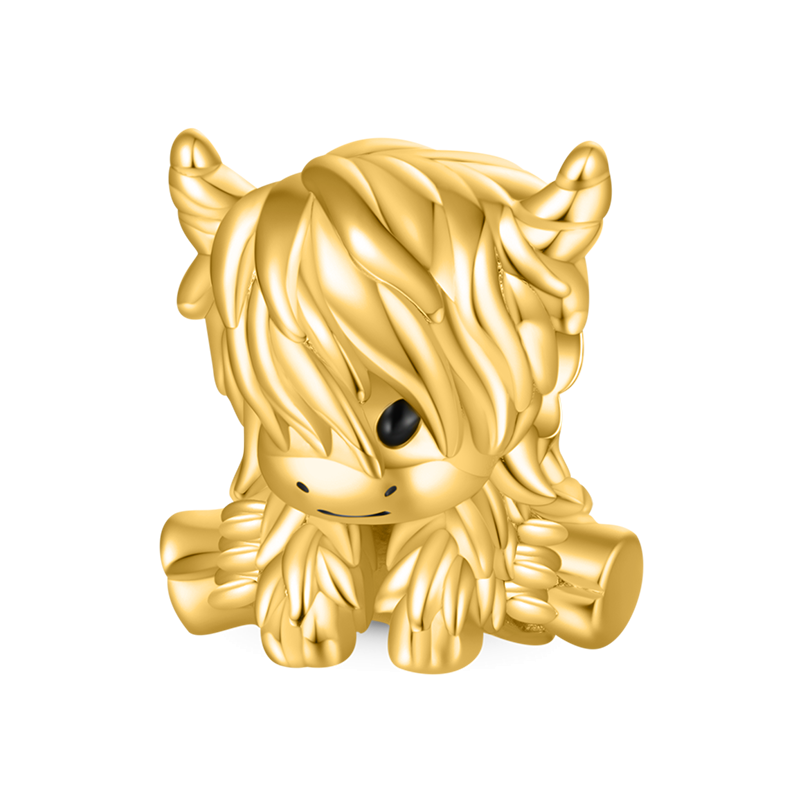 Highland Cow Charm - Gold